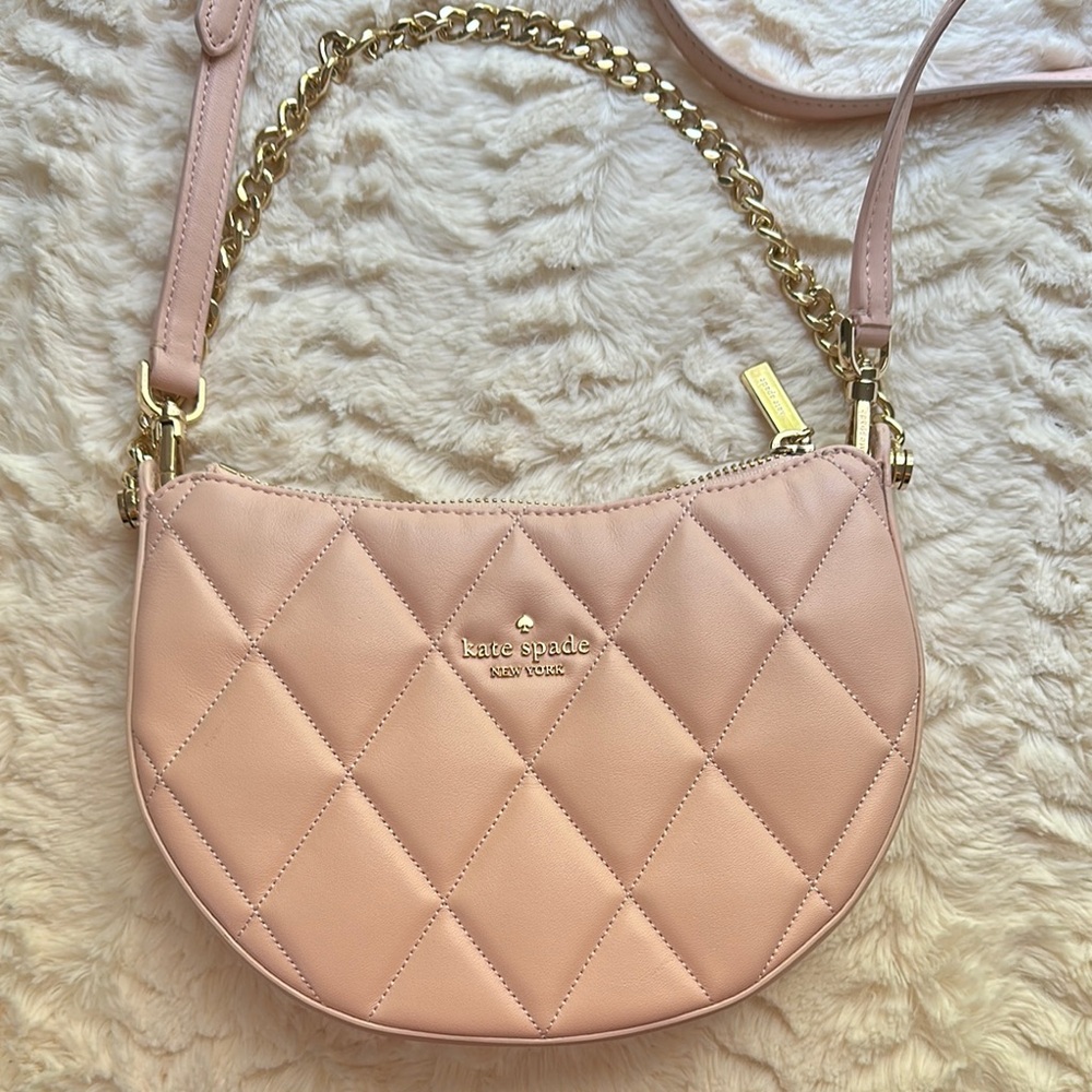 Kate Spade Pink Quilted Shoulder Bag with Gold Accents